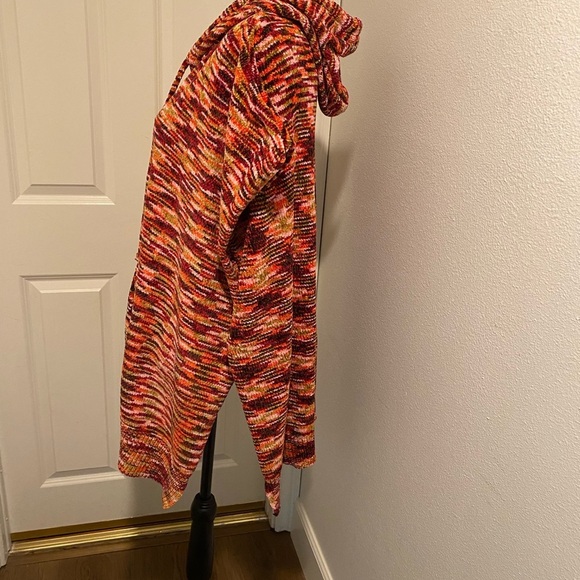 Women’s Poncho Boho Hooded Chenille Multi Colored Oversized One Size NEW - Picture 2 of 12